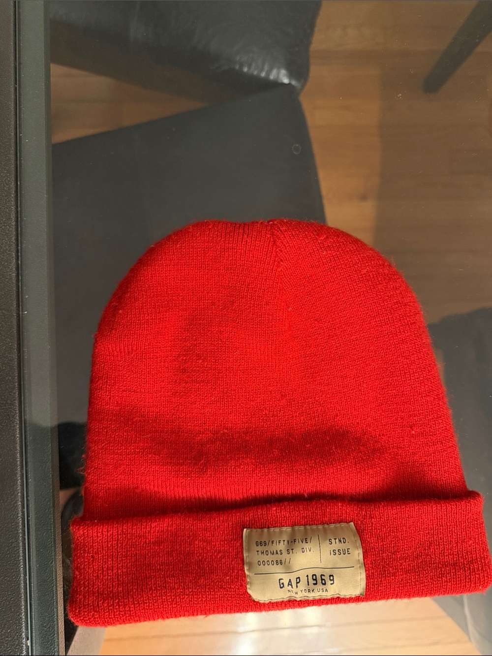 GAP Red Knit Kids Beanie with Label